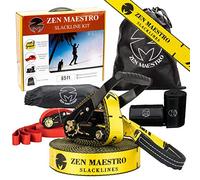 Slackline kit 65ft Slack Line Complete with Tree & Ratchet Protectors Optional Training Line Arm Trainer Carry Bag, Zen Maestro Instruction Booklet Outdoor Backyard Slack Line Fun for Kids and Adults