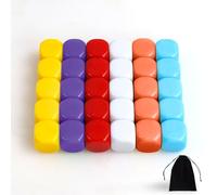 SLAKOZYT 30 dadi vuoti in acrilico da 20 mm, cubi colorati fai da te con sacchetto per giochi educativi, progetti di artigianato, lezioni di matematica e creatività