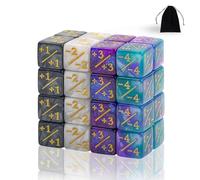 SLAKOZYT MTG - Contatore a cubetti Magic The Gathering Glitter Sparkle Dadi (32 Pezzi Notte Stellata Viola Nero E Bianco)