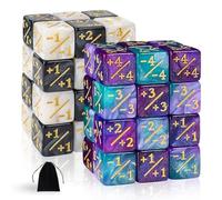 SLAKOZYT MTG Pezzi dadi Glitter Sparkle Dadi Contatori di Dadi,Dadi Fedeltà con Sacchetti, Contatore dadi compatibile con MTG, CCG (48 Luci A Forma Di Stella, In Bianco E Nero)