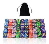 SLAKOZYT Set di dadi da 6 lati, 16 mm, D6 in acrilico con angoli rotondi, dadi poliedrici, dadi standard su sei lati, per giochi da tavolo DND RPG (50 dadi colorati)