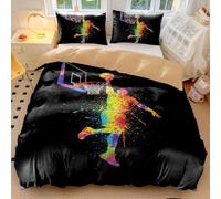 Slam Dunk - Set di biancheria da letto per letto matrimoniale, con motivo a pallacanestro, motivo a schizzi di inchiostro, in morbida microfibra, decorazione per la camera da letto (stile 5, singolo