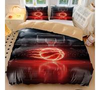 Slam Dunk - Set di biancheria da letto per letto matrimoniale, con motivo a pallacanestro, motivo a schizzi di inchiostro, in morbida microfibra, decorazione per la camera da letto (stile 2, king size
