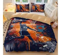 Slam Dunk - Set di biancheria da letto per letto matrimoniale, con motivo a pallacanestro, motivo a schizzi di inchiostro, in morbida microfibra, decorazione per la camera da letto (stile 4, singolo