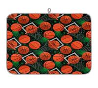 Slam Dunk - Tappetino scolapiatti in microfibra con stampa di pallacanestro, assorbente, per cucchiaio da cucina, piatto di vetro, 45,7 x 60,9 cm
