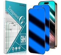 Slanku 2 pezzi Vetro Temperato Anti-Spia Blu Colorato per iPhone 16 Pro Max, Pellicola Protettiva per la Privacy, Senza Bolle, Durezza 9H, Facile Installazione