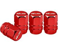 SLANNB 4 Pezzi Tappini Gomme Auto per Hyundai N-Line, Auto Cappucci delle Valvole Guarnizione Gomma Parapolvere Antiruggine Accessori,E Red