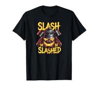 Slash Or Be Slashed Demonic Samurai Oni Maschera Maglietta