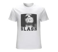 Slash Smoking Music Crew Neck Unisex Short Sleeve T-Shirt White L