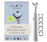 SLATE Filo interdentale elettrico 3 in 1 per denti con 3 velocità - Filo interdentale magico inventato dal dentista | Filo interdentale non tossico riutilizzabile, raschietto lingua e cura delle