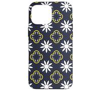 Slate Gray White Yellow Midnight Blue Flower Moroccan Mosaic Custodia per iPhone 16 Pro Max