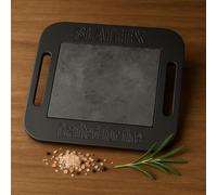 Slateex Griglia in pietra ollare, 30 x 30 cm, con supporto per alimenti di alta qualità, in acciaio verniciato e acciaio inox, resistente al calore, robusta e ideale per barbecue, forno e servire
