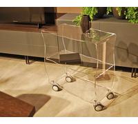 Slato Horus - mobiletto o carrello con ruote in cristallo acrilico, cm. 33x66xH72 trasparente da soggiorno a tre ripiani, leggero, elegante, porta oggetti, design moderno Made in Italy