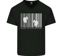 Slave To The Sistema Anti Capitalism Uomo Scollo A V Cotone T-Shirt