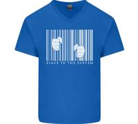 Slave To The Sistema Anti Capitalism Uomo Scollo A V Cotone T-Shirt