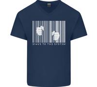 Slave To The Sistema Anti Capitalism Uomo Scollo A V Cotone T-Shirt