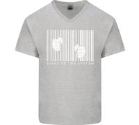 Slave To The Sistema Anti Capitalism Uomo Scollo A V Cotone T-Shirt