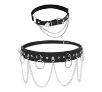 SLAXJNE 1 Cintura Da Donna, 1 Colletto Con Clip A Coda D'Amore, Cintura Di Abbigliamento Gotico, Cintura A Catena Da Donna, Cintura In Stile Punk