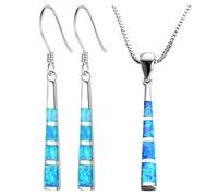SLAXJNE 1 Paio di Orecchini Pendenti Trapezoidali E 1 Piccola Collana Rettangolare, Gioielli Blu per Donne, Orecchini Moda retrò, Orecchini Personalizzati, Accessori di Abbigliamento