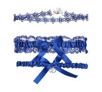 SLAXJNE 1 Paio di Reggicalze E 1 Colletto, Reggicalze in Pizzo, Reggicalze Nuziali, Fasce per Gambe con Fiocco, Gioielli da Sposa, Accessori di Abbigliamento