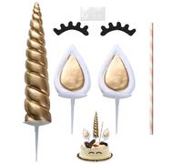 SLAXJNE 1 Set di Decorazioni per Torte in Corno di Animali Dorati, Decorazioni per Torte Riutilizzabili, Decorazioni per Torte per Ragazze, Decorazioni per Torte Carine