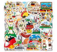 SLAXJNE 100 Adesivi Tedeschi, Paesaggistici, Multicolore, Moderni, Per Album Di Ritagli, Bottiglie D'Acqua, Viaggi, Decorazioni