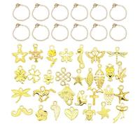SLAXJNE 12 Bracciali D'Oro, 30 Pendenti Di Gioielleria, Bracciali Con Fibbia Ot, Bracciali A Catena, Materiali Semplici Per Braccialetti, Braccialetti Della Squadra