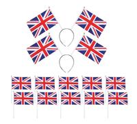 SLAXJNE 2 Fasce per Capelli Britanniche, 10 Bandiere Britanniche Che Sventolano A Mano, Accessori per Capelli per Feste Britanniche, Copricapo per Celebrazioni, Decorazioni per Feste Festive