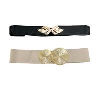 SLAXJNE 2 Pezzi Di Cinture Larghe, Cintura Elastica Elastica, Cintura Per Gonne E Camicie, Cintura Con Doppia Fibbia Rotonda, Cintura Sottile, Accessori Per Abbigliamento Da Donna