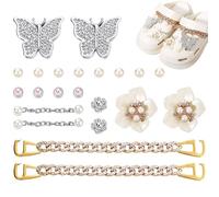 SLAXJNE 22 Decorazioni Per Scarpe Con Perle A Farfalla, Fibbie Per Scarpe Con Perle Tridimensionali, Decorazioni Scintillanti Per Scarpe A Farfalla, Fiori Decorativi Per Scarpe