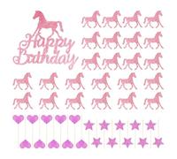 SLAXJNE 25 Toppers per Torta Cavallo Rosa, 20 Toppers per Torta Cavallo Rosa, Toppers per Torta Cavallo, Decorazioni Compleanno Cavallo, Decorazioni Festa Compleanno Cavallo