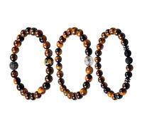SLAXJNE 3 Bracciali Vintage Neri E Marroni, Bracciali da Uomo, Bracciali in Pietra Occhio di Tigre, Perline per Bracciale da Uomo, Set di Perline per Bracciale