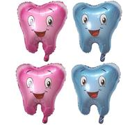 SLAXJNE 4 Pezzi Di Palloncini Per Denti, Palloncini A Forma Di Denti Sorridenti, Rosa E Blu, Decorazioni Per Baby Shower E Feste Di Compleanno Per Bambini