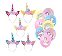 SLAXJNE 5 Fasce per Capelli Arcobaleno, 8 Palloncini per Cavalli Arcobaleno, Fasce per Capelli in Stile Cartone Animato, Fasce per Principesse, Accessori per Capelli per Ragazze per Feste Natalizie