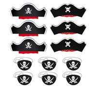 SLAXJNE 6 Cappelli da Pirata, 6 Bende per Gli Occhi, Cappelli da Pirata per Bambini, Cappelli da Pirata per Compleanni per Bambini, Festa di Compleanno per Bambini Ragazza Pirata