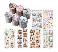 SLAXJNE 6 Rotoli di Adesivi in Materiale Nastro, Accessori per Diario, Accessori per Album di Ritagli, Adesivi per Diario, Album di Set di Adesivi, Adesivi per Album di Ritagli Fai da Te