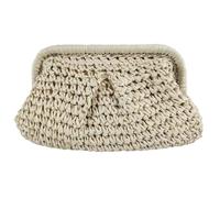 SLAXJNE Borsa di Nicchia Tessuta, Pochette Beige da Spiaggia Estiva, Borsa da Polso