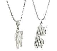 SLAXJNE Collana A 2 Pezzi, Collana Hip Hop, Collana per Coppia, Collana con Occhiali, Collana Hip Hop Villain, Collana da Donna