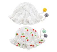 SLAXJNE Confezione da 2 Cappelli A Secchiello, Cappelli A Secchiello con Motivo A Pois E Ciliegie, Cappelli Reversibili per Bambini, Cappelli con Visiera Parasole, Cappelli da Sole Estivi