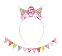 SLAXJNE Fascia per Quinto Compleanno da 1 Pezzo, Striscione Decorativo da 1 Pezzo, Corona di Compleanno per Ragazze, Corona per Bambini per Ragazze, Corona di Compleanno per Bambini
