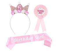 SLAXJNE Fascia per Quinto Compleanno da 1 Pezzo, Tracolla da 1 Pezzo, Distintivo da 1 Pezzo, Corona di Compleanno per Ragazze, Corona per Bambini per Ragazze, Corona di Compleanno per Bambini