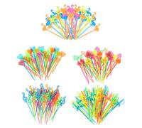 SLAXJNE Forchette da frutta 250 pezzi, multicolore, note musicali, cuori, spade, Poker, fenicotteri, bastoncini da cocktail, decorazione di dolci