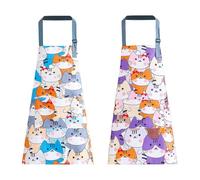 SLAXJNE Grembiuli per Gatti Cartoni Animati 2 Pezzi, Grembiuli da Cucina per Bambini, Grembiuli Antivegetativi, Grembiuli alla Caviglia, Grembiuli Stampati Carini, Grembiuli da Giardinaggio