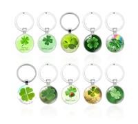 SLAXJNE Portachiavi Con Quadrifoglio Da 10 Pezzi, Ciondolo Verde, Portatile, In Metallo