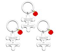 SLAXJNE portachiavo 3 Pezzi, Ciondolo Puzzle e Mela, Regalo Per Insegnanti
