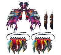 SLAXJNE Set Da Festa Da 3 Pezzi, Braccialetti Di Piume Da Donna, Sciarpe Da Donna, Set Di Abiti Da Festival