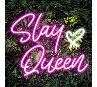 Slay Queen - Insegne al neon da 38,9 x 32 cm, con luci a LED rosa, per decorazione da parete, per camera da letto, bar, ufficio, dormitorio
