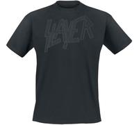 Slayer Black On Black Logo Uomo T-Shirt Nero 100% Cotone Regular