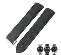 SLCHJX 20 mm 22 mm in gomma pieghevole cinghia di orologio da orologio blu nero orologio rosso per tudor black bay per uomo braccialetto