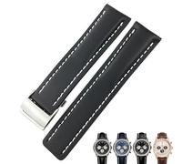 SLCHJX 22 mm 24 mm Genuina in pelle cinghia di orologio morbido per Breitling Navitimer Avenger Watchbands in acciaio pieghevole con fibbia per fibbia braccialetti